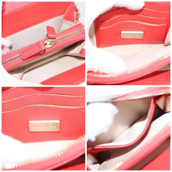 CHANEL Chain Shoulder Wallet Enamel Orange Gold - Picture 15 of 16